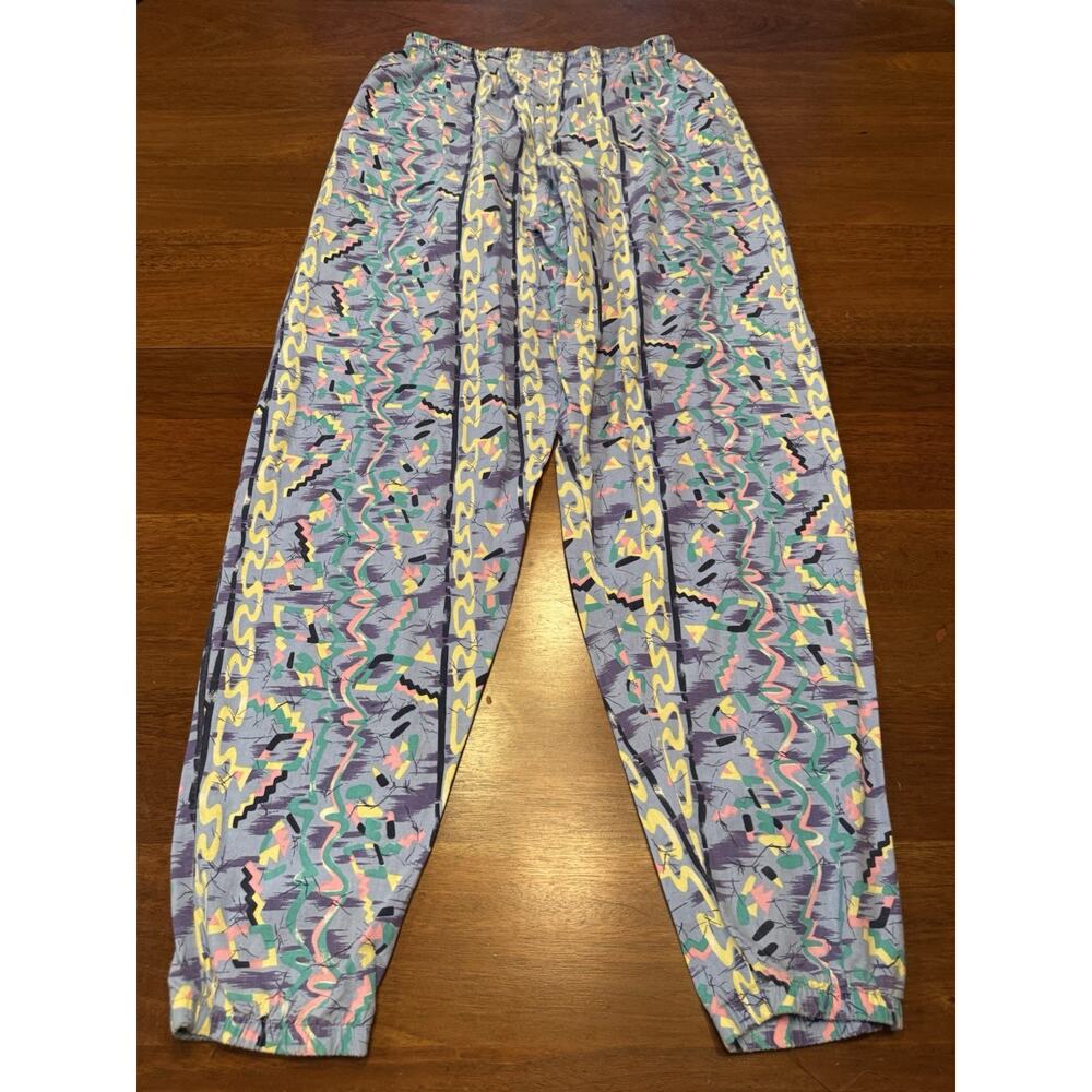 Medium Vintage 80s 90s Retro Abstract Cotton Pants Memphis Festival Joggers USA